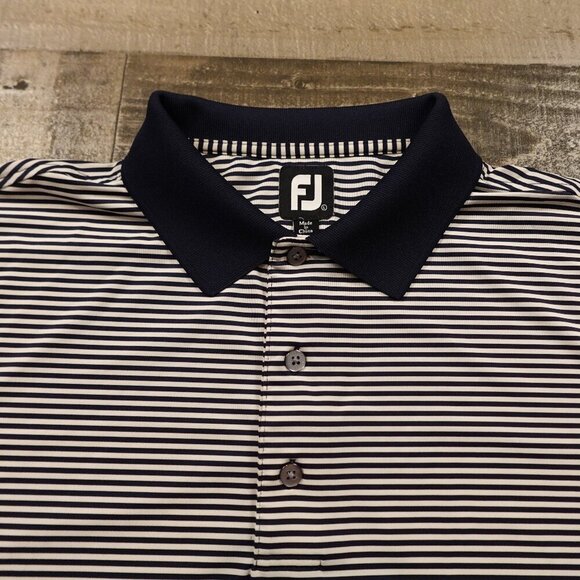 Footjoy performance polo shirt men's‎ large black white stripes - Picture 3 of 10